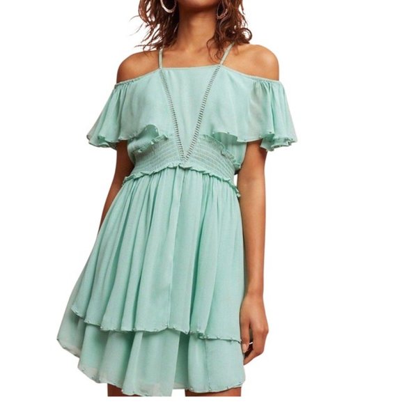 ANTHROPOLOGIE Maeve Off The Shoulder Mini Dress - Picture 4 of 5